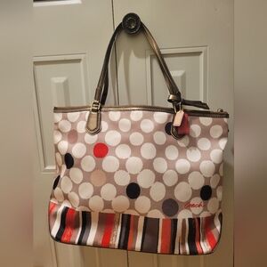 Coach Poppy Watercolor Polka Dot Tote Bag